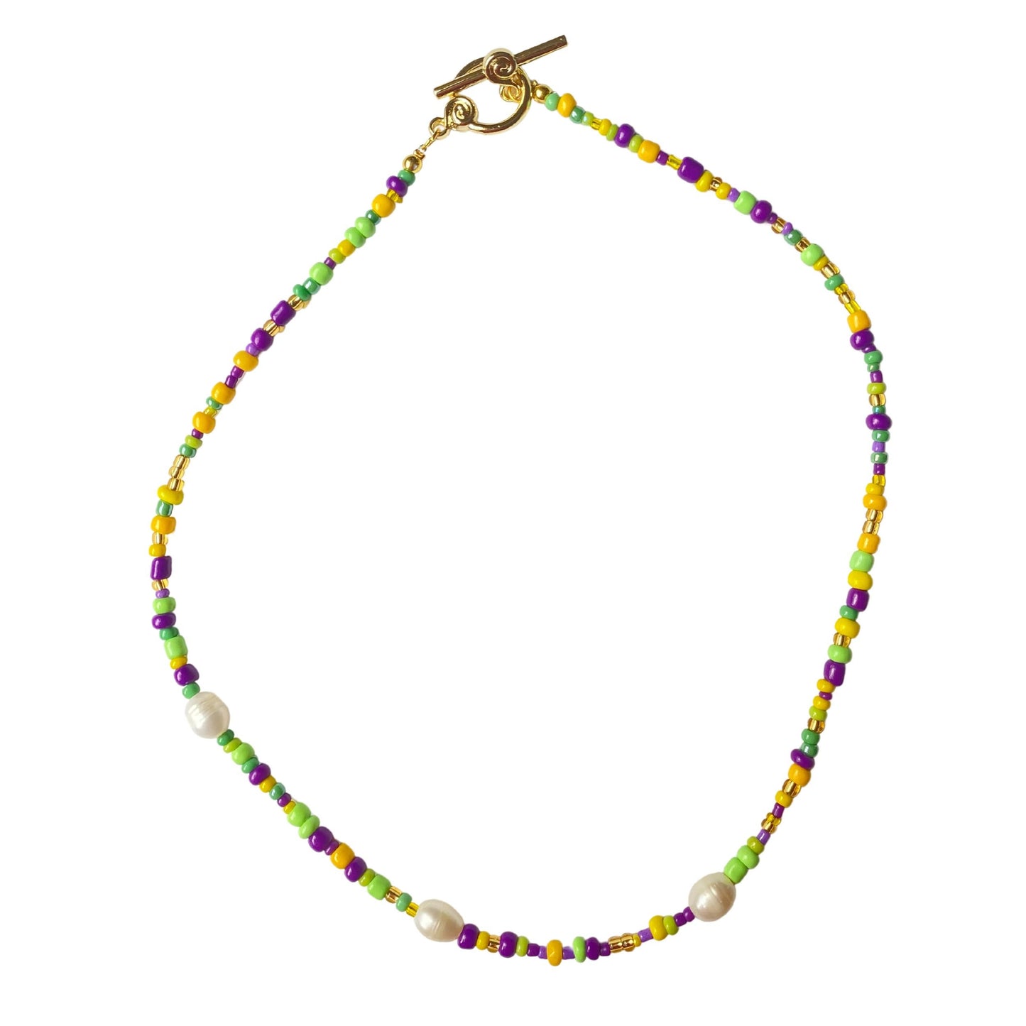 Mardi Gras Pearl Bead Necklace