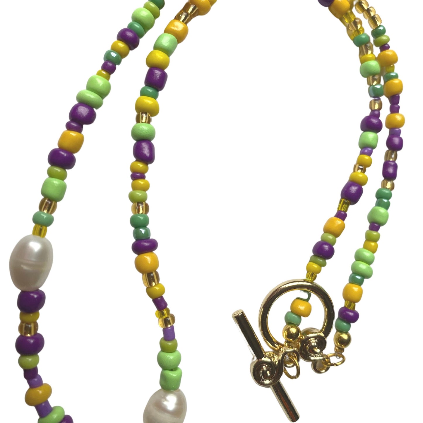 Mardi Gras Pearl Bead Necklace