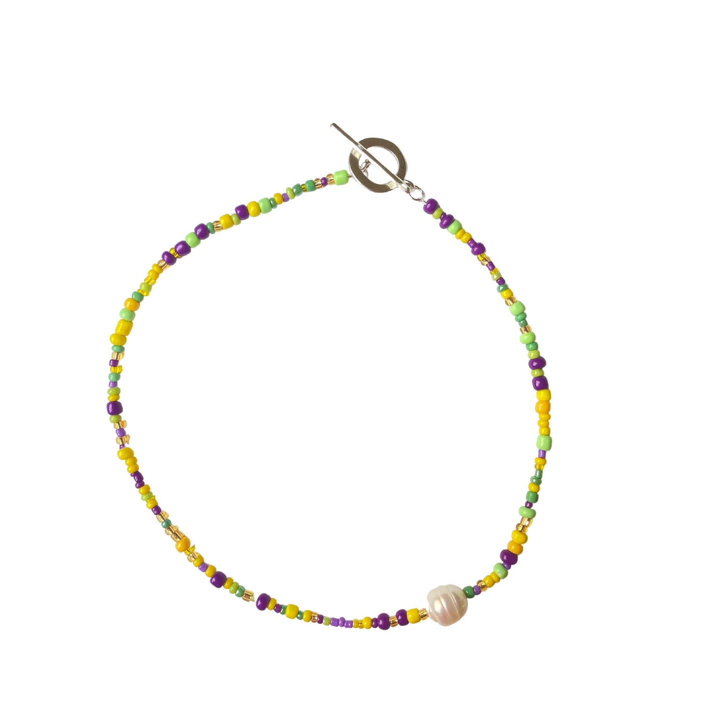 Mardi Gras Pearl Bead Necklace