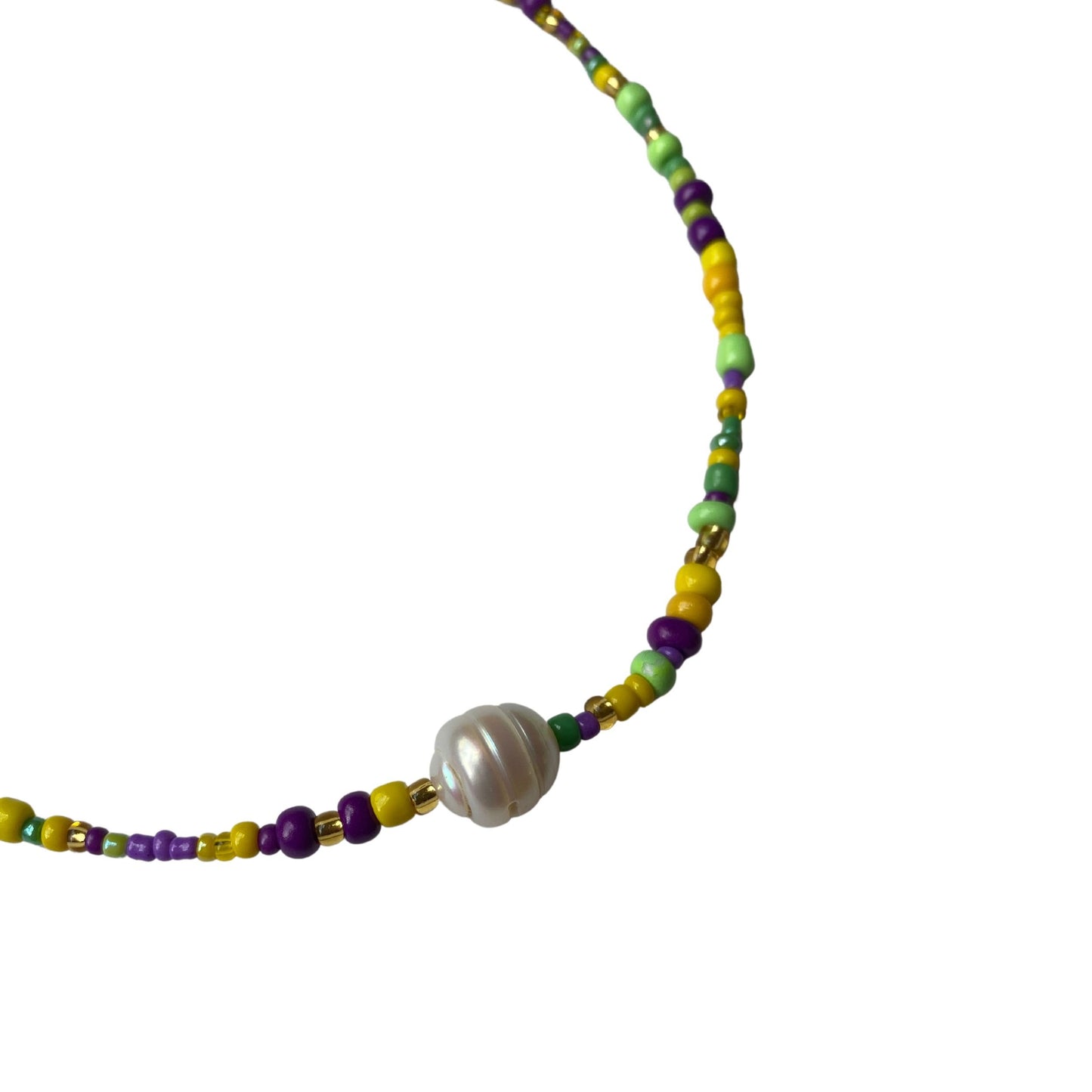 Mardi Gras Pearl Bead Necklace